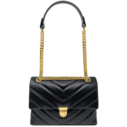 Borsa Donna a Tracolla e Spalla, In Vera Pelle Trapuntata, Made in Italy, Modello Elda Parubi Borse Nero - foto prodotto
