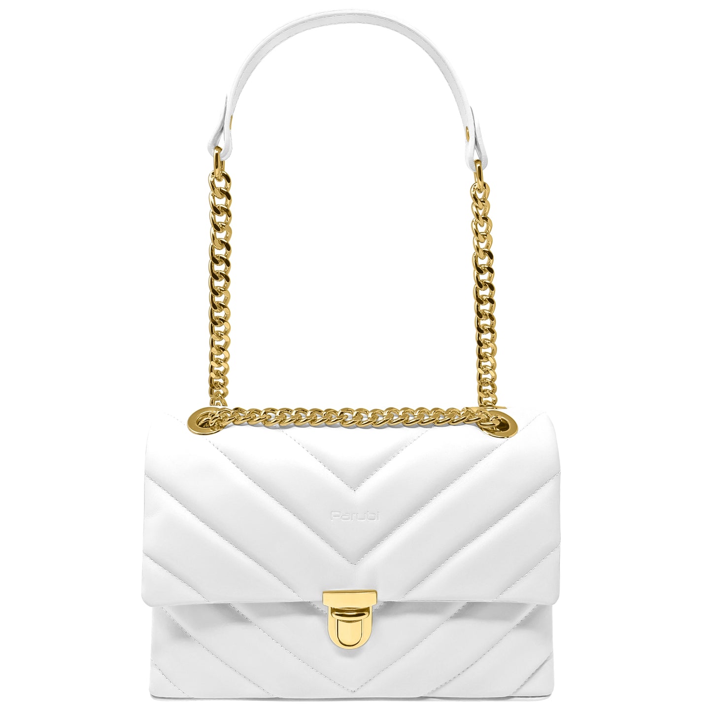Borsa Donna a Tracolla e Spalla, In Vera Pelle Trapuntata, Made in Italy, Modello Elda Parubi Borse Bianco - vista 109