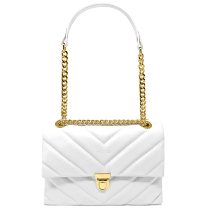 Borsa Donna a Tracolla e Spalla, In Vera Pelle Trapuntata, Made in Italy, Modello Elda Parubi Borse Bianco - vista 109