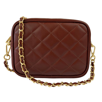 Borsa Donna a Tracolla, In Vera Pelle Trapuntata, Made in Italy, Modello Nora Parubi Borse Marrone - vista 51