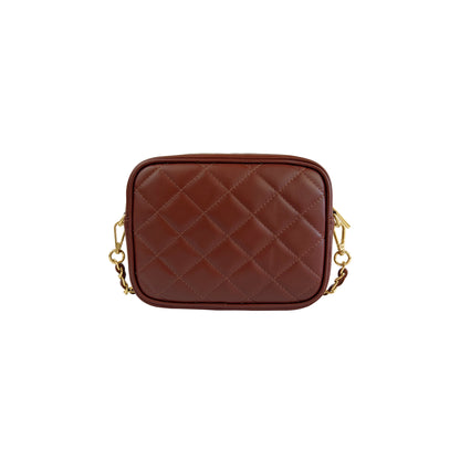 Borsa Donna a Tracolla Trapuntata Marrone, In Vera Pelle, Made in Italy, Nora Parubi Borse - vista 3