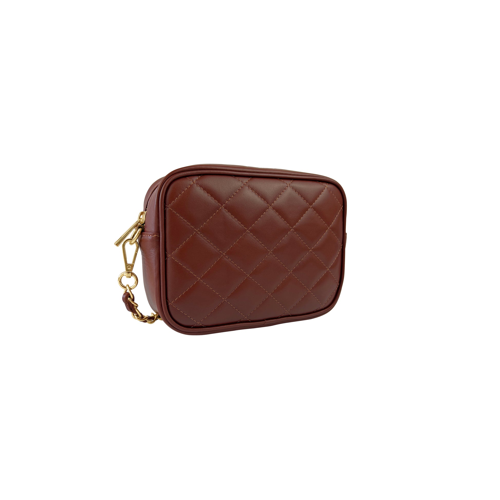 Borsa Donna a Tracolla Trapuntata Marrone, In Vera Pelle, Made in Italy, Nora Parubi Borse - vista 4
