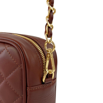 Borsa Donna a Tracolla Trapuntata Marrone, In Vera Pelle, Made in Italy, Nora Parubi Borse - vista 6