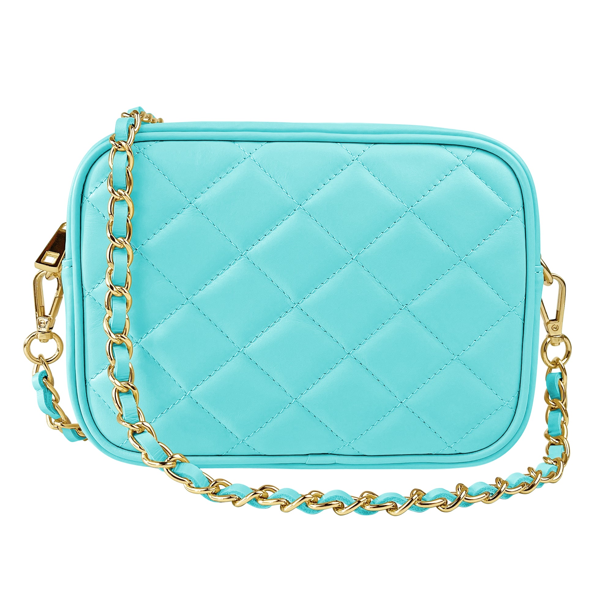 Borsa Donna a Tracolla, In Vera Pelle Trapuntata, Made in Italy, Modello Nora Parubi Borse Acquamarina - vista 142