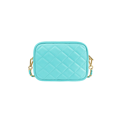 Borsa Donna a Tracolla Trapuntata Acquamarina, In Vera Pelle, Made in Italy, Nora Parubi Borse - vista 3