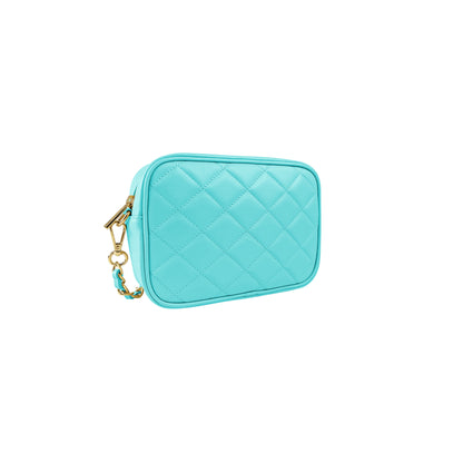 Borsa Donna a Tracolla Trapuntata Acquamarina, In Vera Pelle, Made in Italy, Nora Parubi Borse - vista 4