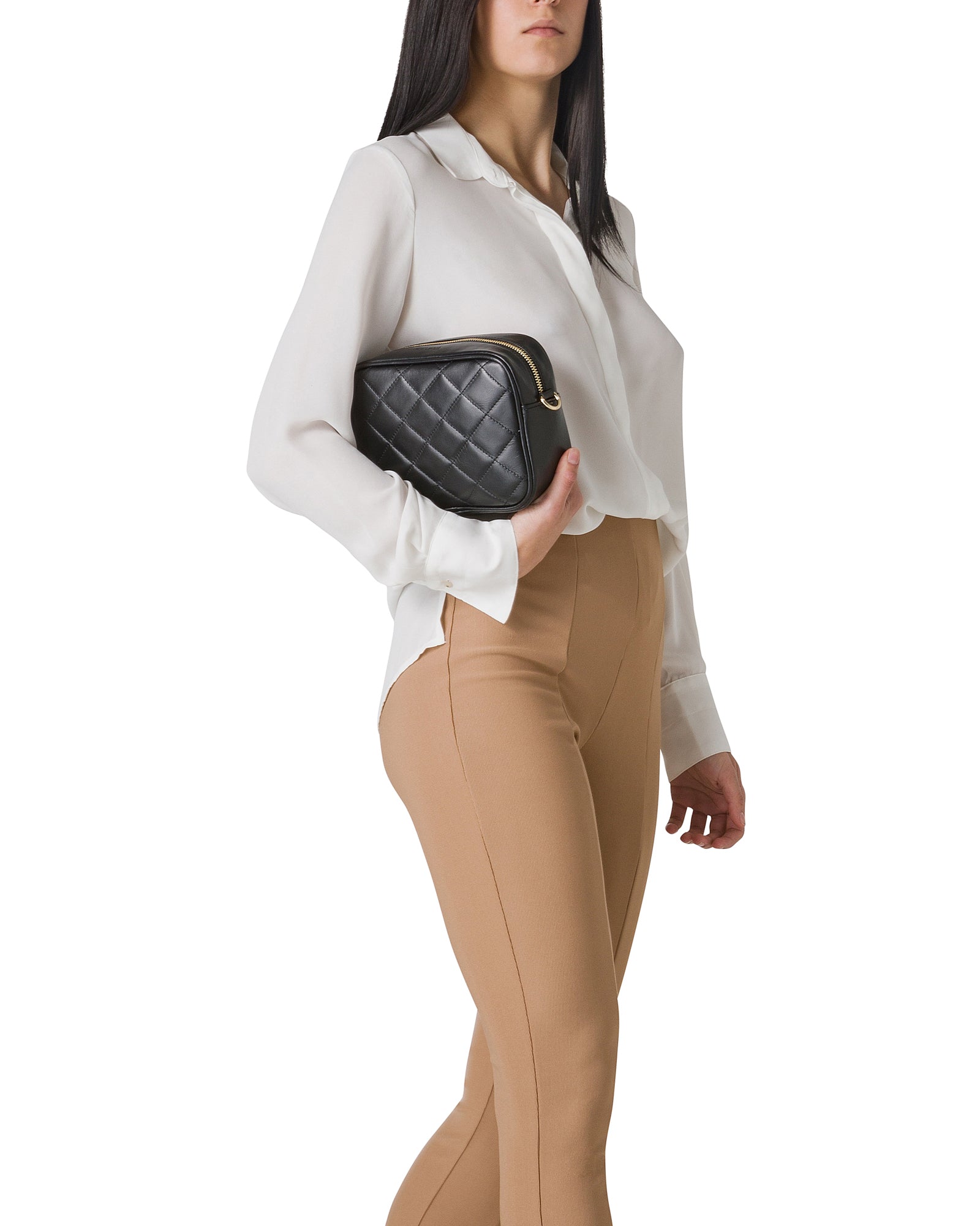 Borsa Donna a Tracolla Trapuntata Acquamarina, In Vera Pelle, Made in Italy, Nora