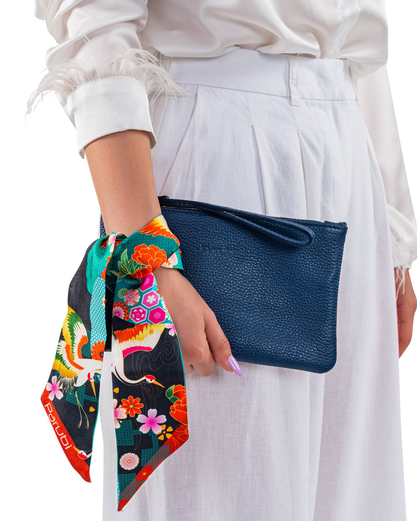 Fascia Donna, 100% Seta, Made in Italy, Stile Giardino, Rettangolare 6 x 90 Parubi Accessori - vista 7