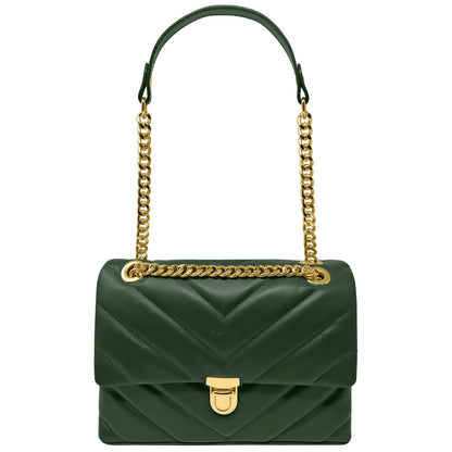 Borsa Donna a Tracolla e Spalla, In Vera Pelle Trapuntata, Made in Italy, Modello Elda Parubi Borse Verde Foresta - vista 49
