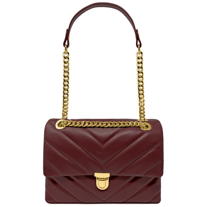 Borsa Donna a Tracolla e Spalla, In Vera Pelle Trapuntata, Made in Italy, Modello Elda Parubi Borse Bordeaux - vista 37