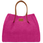 Borsa Donna a Mano con Tracolla, In Rafia e Vera Pelle, Made in Italy, Modello Lena Parubi Borse Fucsia - vista 6