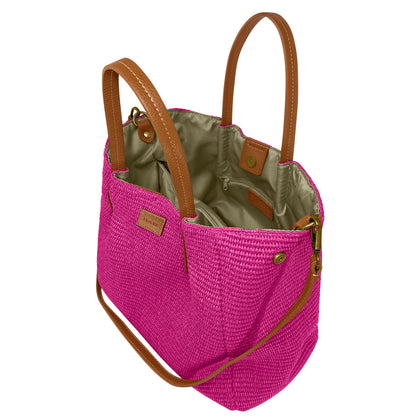 Borsa Donna a Mano con Tracolla, In Rafia e Vera Pelle, Made in Italy, Modello Lena Parubi Borse - vista 10