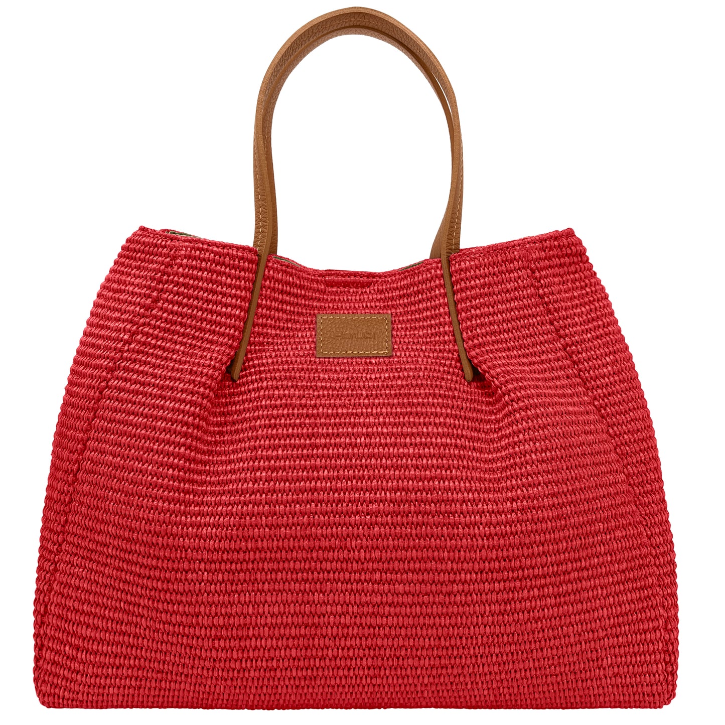 Borsa Donna a Mano con Tracolla, In Rafia e Vera Pelle, Made in Italy, Modello Lena Parubi Borse Rosso - vista 41