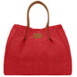 Borsa Donna a Mano con Tracolla, In Rafia e Vera Pelle, Made in Italy, Modello Lena Parubi Borse Rosso - vista 41