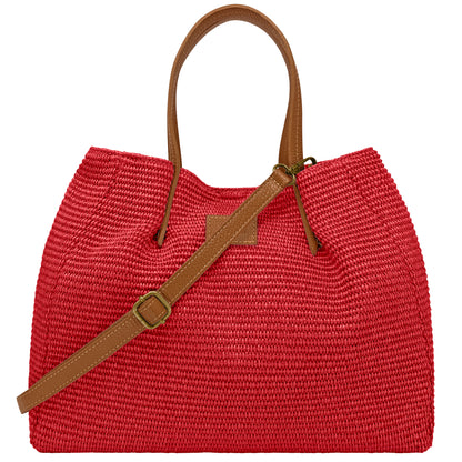 Borsa Donna a Mano con Tracolla, In Rafia e Vera Pelle, Made in Italy, Modello Lena Parubi Borse - vista 42