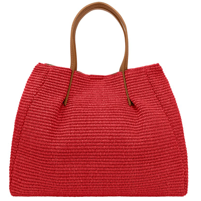 Borsa Donna a Mano con Tracolla, In Rafia e Vera Pelle, Made in Italy, Modello Lena Parubi Borse - vista 44