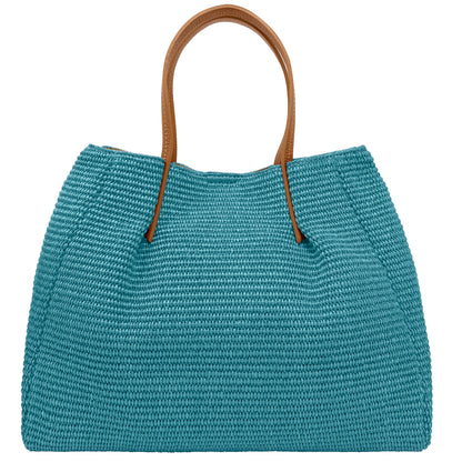 Borsa Donna a Mano con Tracolla, In Rafia e Vera Pelle, Made in Italy, Modello Lena Parubi Borse - vista 29