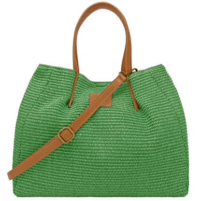 Borsa Donna a Mano con Tracolla, In Rafia e Vera Pelle, Made in Italy, Modello Lena Parubi Borse - vista 12