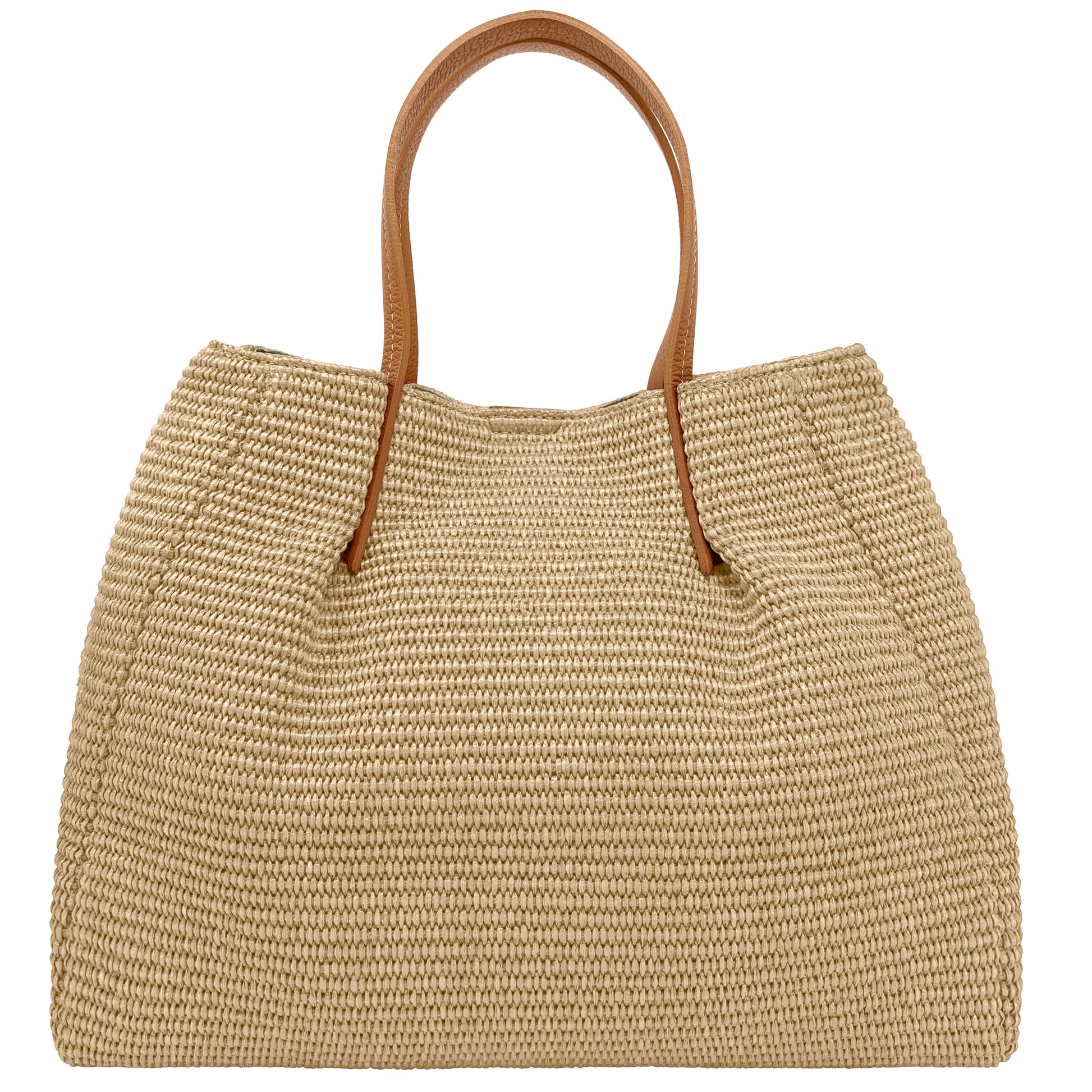 Borsa Donna a Mano con Tracolla, In Rafia e Vera Pelle, Made in Italy, Modello Lena Parubi Borse - vista 4