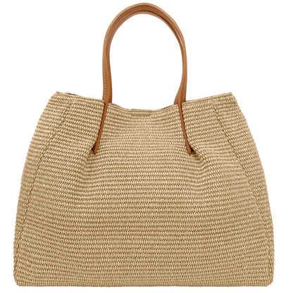 Borsa Donna a Mano con Tracolla, In Rafia e Vera Pelle, Made in Italy, Modello Lena Parubi Borse - vista 4