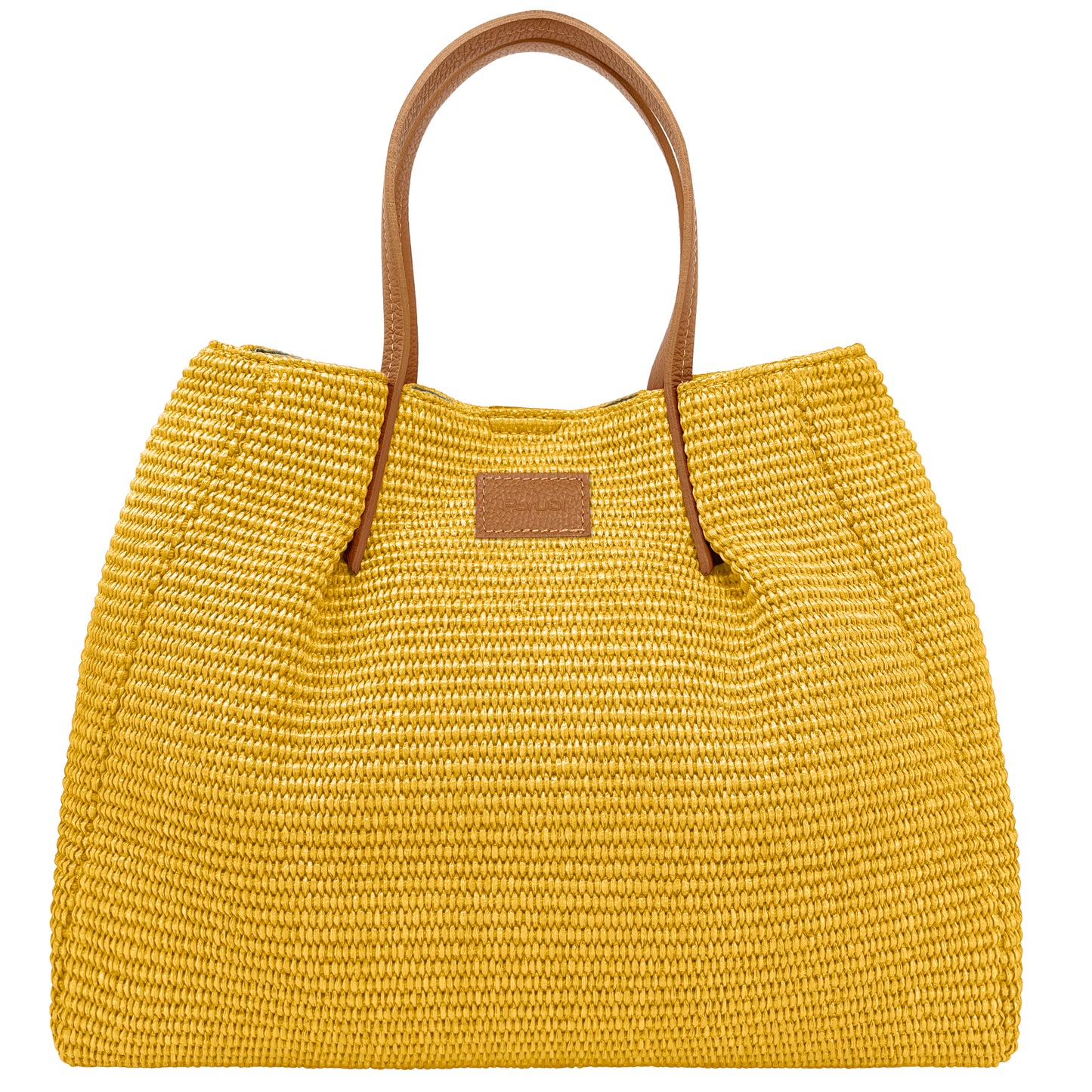 Borsa Donna a Mano con Tracolla, In Rafia e Vera Pelle, Made in Italy, Modello Lena Parubi Borse Giallo - vista 36