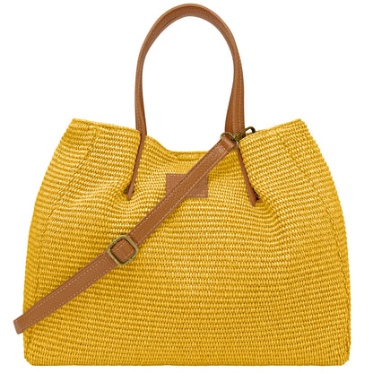 Borsa Donna a Mano con Tracolla, In Rafia e Vera Pelle, Made in Italy, Modello Lena Parubi Borse - vista 37
