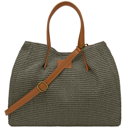 Borsa Donna a Mano con Tracolla, In Rafia e Vera Pelle, Made in Italy, Modello Lena Parubi Borse - vista 47