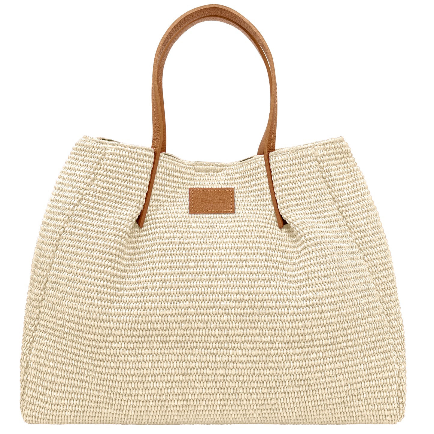 Borsa Donna a Mano con Tracolla, In Rafia e Vera Pelle, Made in Italy, Modello Lena Parubi Borse Bianco - vista 21