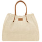 Borsa Donna a Mano con Tracolla, In Rafia e Vera Pelle, Made in Italy, Modello Lena Parubi Borse Bianco - vista 21