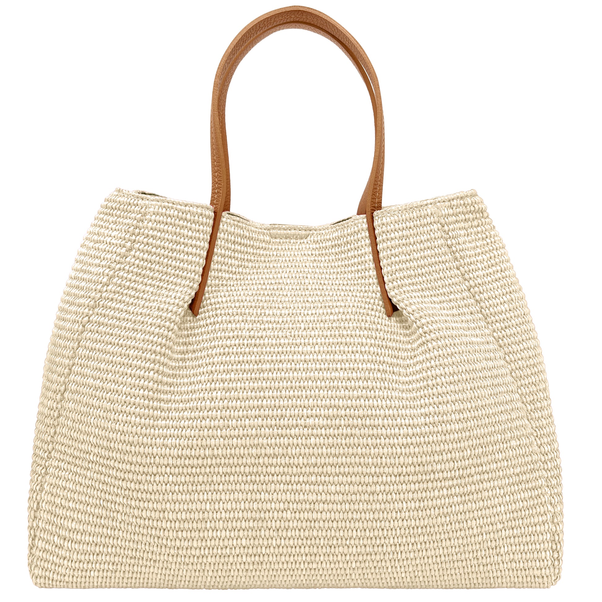 Borsa Donna a Mano con Tracolla, In Rafia e Vera Pelle, Made in Italy, Modello Lena Parubi Borse - vista 24