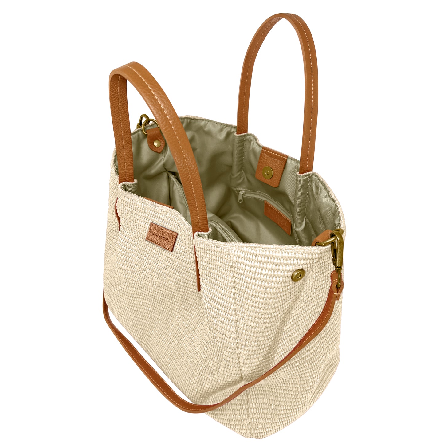 Borsa Donna a Mano con Tracolla, In Rafia e Vera Pelle, Made in Italy, Modello Lena Parubi Borse - vista 25