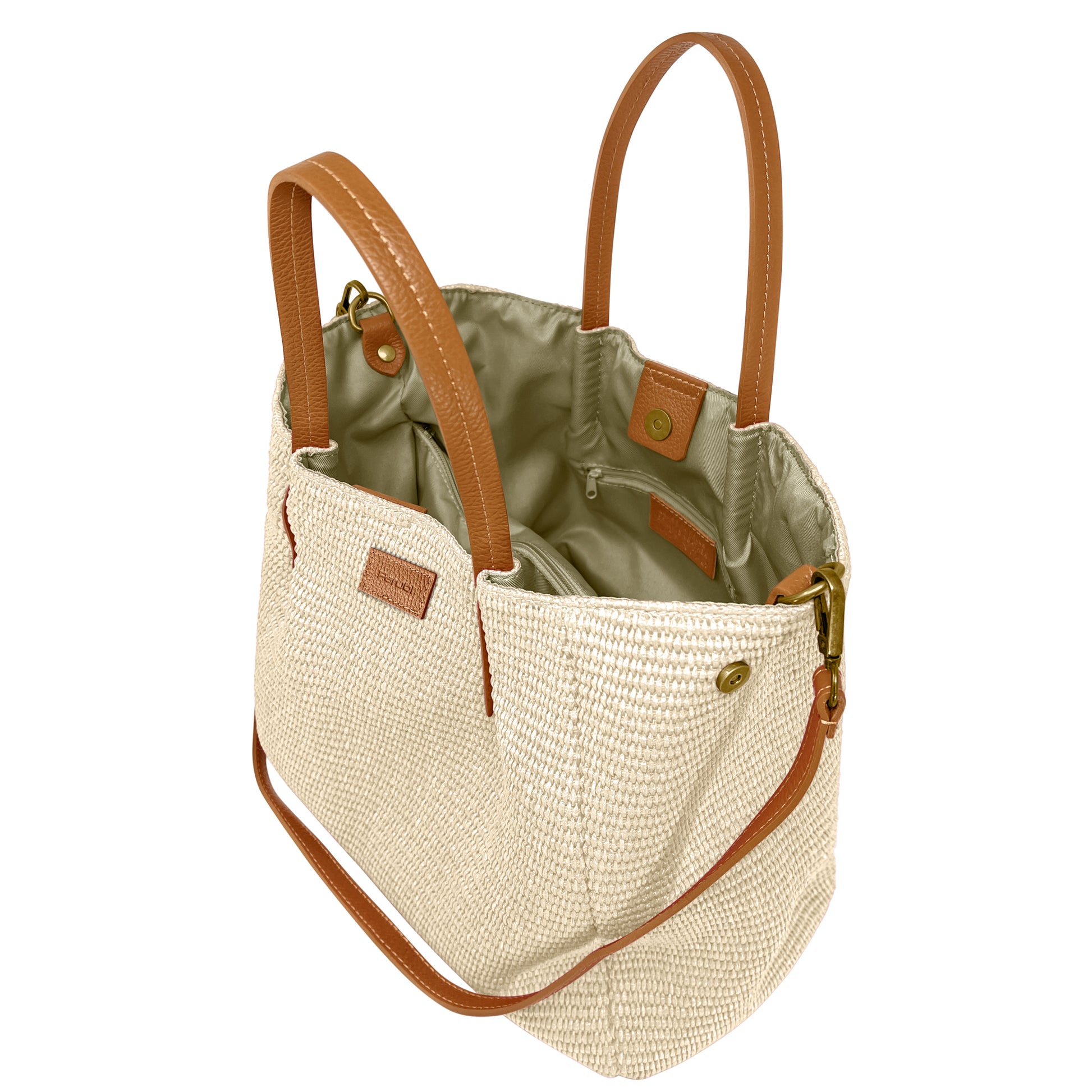 Borsa Donna a Mano con Tracolla, In Rafia e Vera Pelle, Made in Italy, Modello Lena Parubi Borse - vista 25