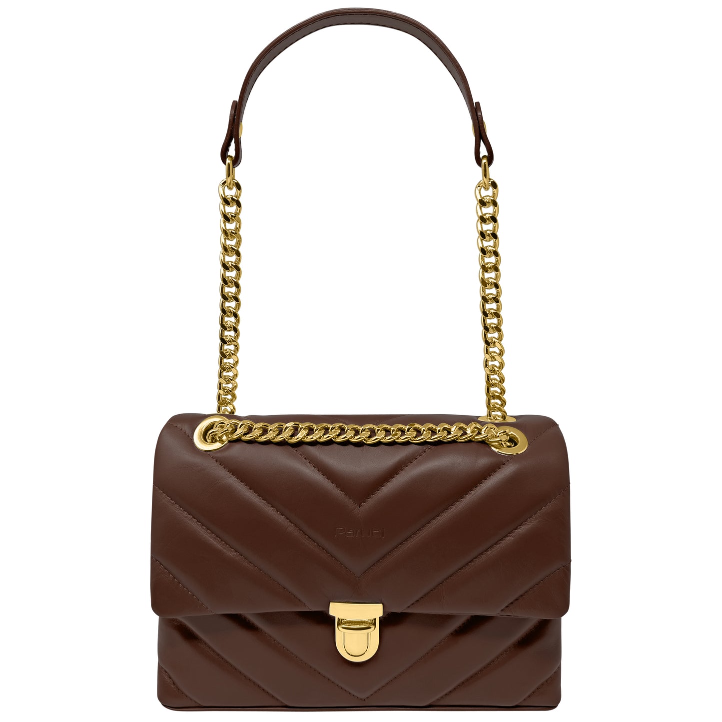 Borsa Donna a Tracolla e Spalla, In Vera Pelle Trapuntata, Made in Italy, Modello Elda Parubi Borse Cioccolato - vista 85