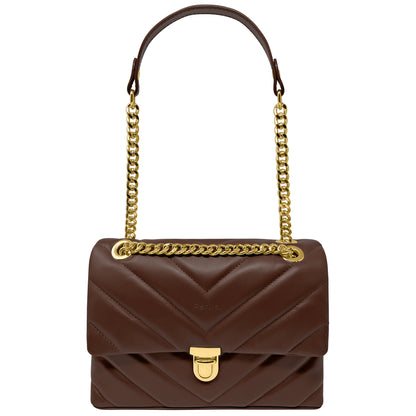 Borsa Donna a Tracolla e Spalla, In Vera Pelle Trapuntata, Made in Italy, Modello Elda Parubi Borse Cioccolato - vista 85