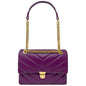 Borsa Donna a Tracolla e Spalla, In Vera Pelle Trapuntata, Made in Italy, Modello Elda Parubi Borse Viola Porpora - vista 73