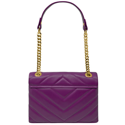 Borsa Donna a Spalla e Tracolla Viola, In Vera Pelle, Made in Italy, Elda Parubi Borse - vista 4