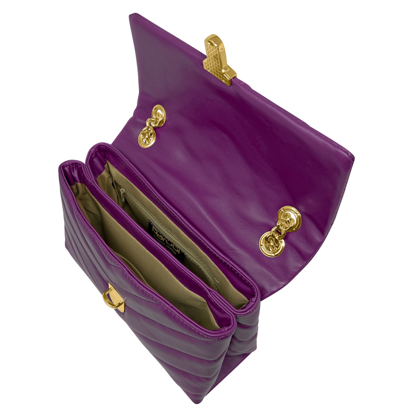Borsa Donna a Spalla e Tracolla Viola, In Vera Pelle, Made in Italy, Elda Parubi Borse - vista 5