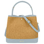 Borsa Secchiello Donna a Mano con Tracolla, In Vera Pelle e Rafia Naturale, Made in Italy, Modello Elide Parubi - vista 97