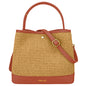 Borsa Secchiello Donna a Mano con Tracolla, In Vera Pelle e Rafia Naturale, Made in Italy, Modello Elide Parubi - vista 169