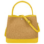 Borsa Secchiello Donna a Mano con Tracolla, In Vera Pelle e Rafia Naturale, Made in Italy, Modello Elide Parubi - vista 41