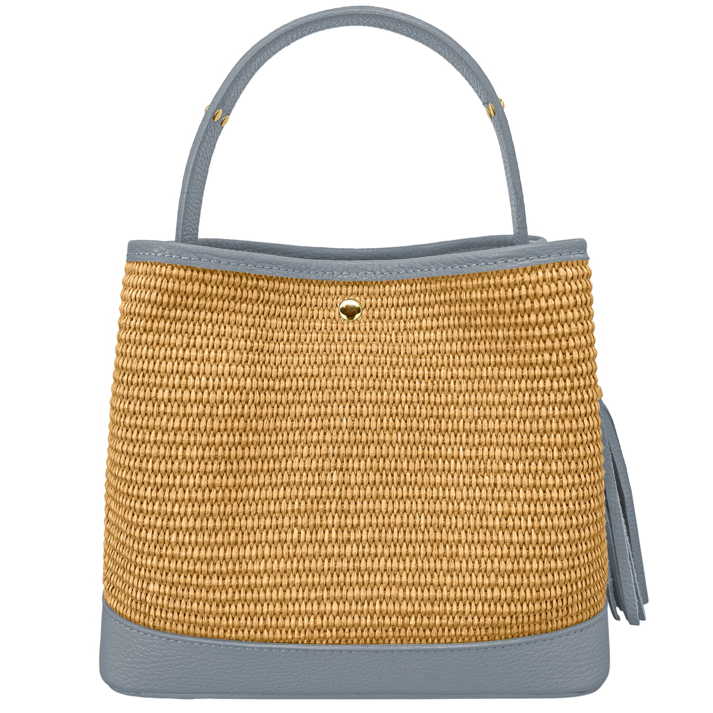 Borsa Secchiello Donna a Mano con Tracolla, In Vera Pelle e Rafia Naturale, Made in Italy, Modello Elide Parubi - vista 131