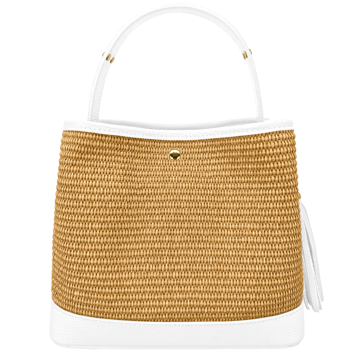 Borsa Secchiello Donna a Mano con Tracolla, In Vera Pelle e Rafia Naturale, Made in Italy, Modello Elide Parubi - vista 27