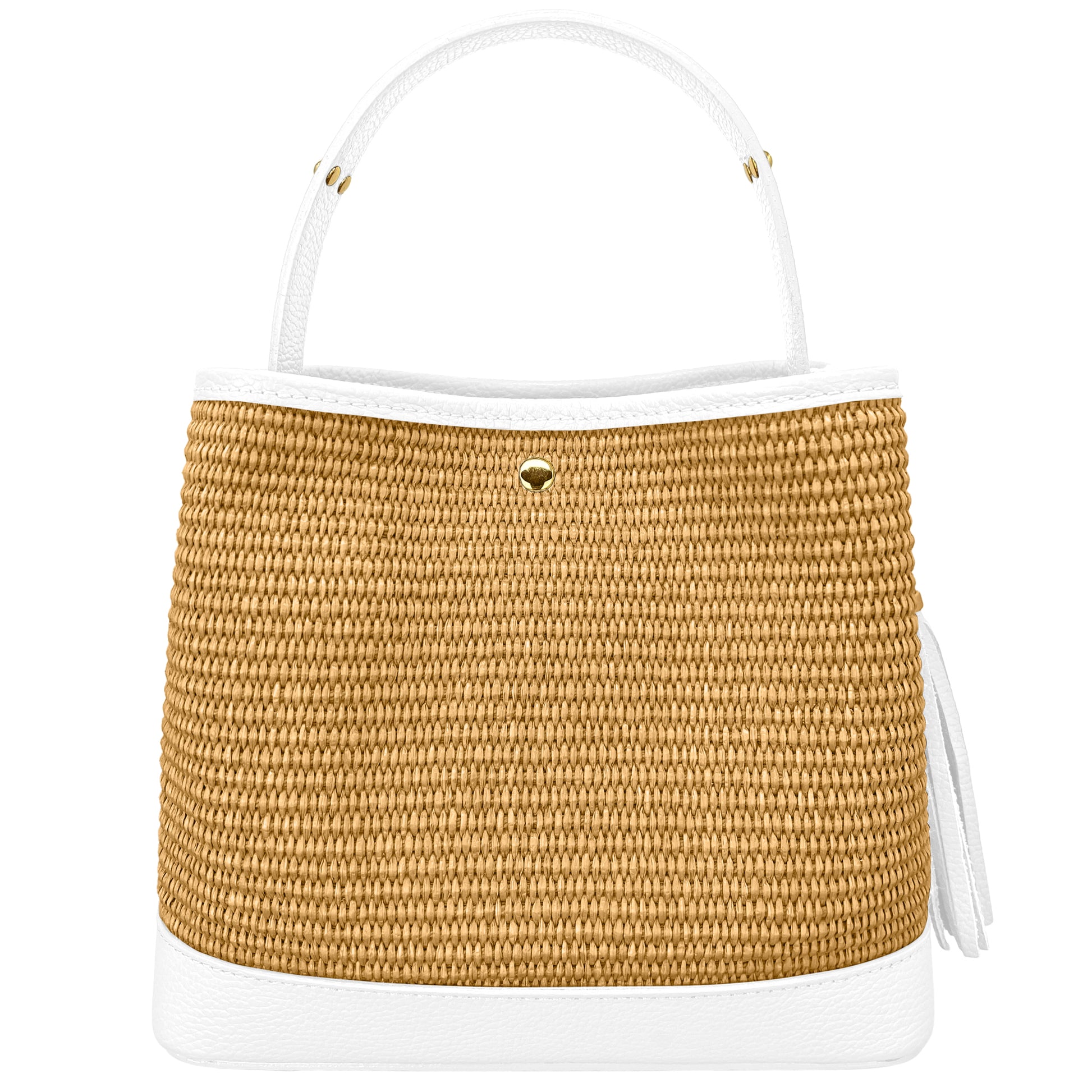 Borsa Secchiello Donna a Mano con Tracolla, In Vera Pelle e Rafia Naturale, Made in Italy, Modello Elide Parubi - vista 27