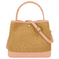 Borsa Secchiello Donna a Mano con Tracolla, In Vera Pelle e Rafia Naturale, Made in Italy, Modello Elide Parubi - vista 57