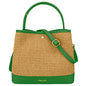 Borsa Secchiello Donna a Mano con Tracolla, In Vera Pelle e Rafia Naturale, Made in Italy, Modello Elide Parubi - vista 145