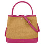 Borsa Secchiello Donna a Mano con Tracolla, In Vera Pelle e Rafia Naturale, Made in Italy, Modello Elide Parubi - vista 65