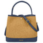 Borsa Secchiello Donna a Mano con Tracolla, In Vera Pelle e Rafia Naturale, Made in Italy, Modello Elide Parubi - vista 113