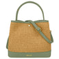 Borsa Secchiello Donna a Mano con Tracolla, In Vera Pelle e Rafia Naturale, Made in Italy, Modello Elide Parubi - vista 49