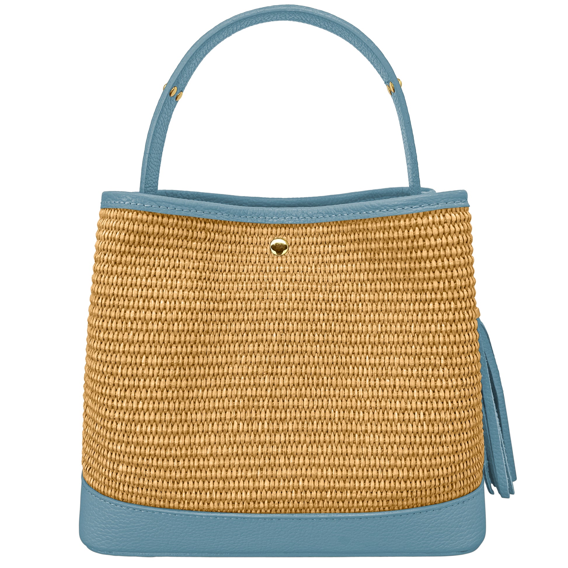 Borsa Secchiello Donna a Mano con Tracolla, In Vera Pelle e Rafia Naturale, Made in Italy, Modello Elide Parubi - vista 123
