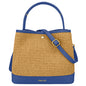 Borsa Secchiello Donna a Mano con Tracolla, In Vera Pelle e Rafia Naturale, Made in Italy, Modello Elide Parubi - vista 161